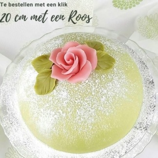 Zweedse Prinsessentaart met een mooie marsepeinroos, voor 10-12 personen